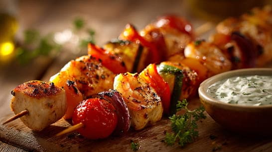 Garnelen-Hähnchen-Spieße