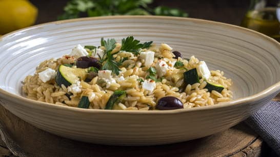 Reisnudeln mit Zucchini und Feta