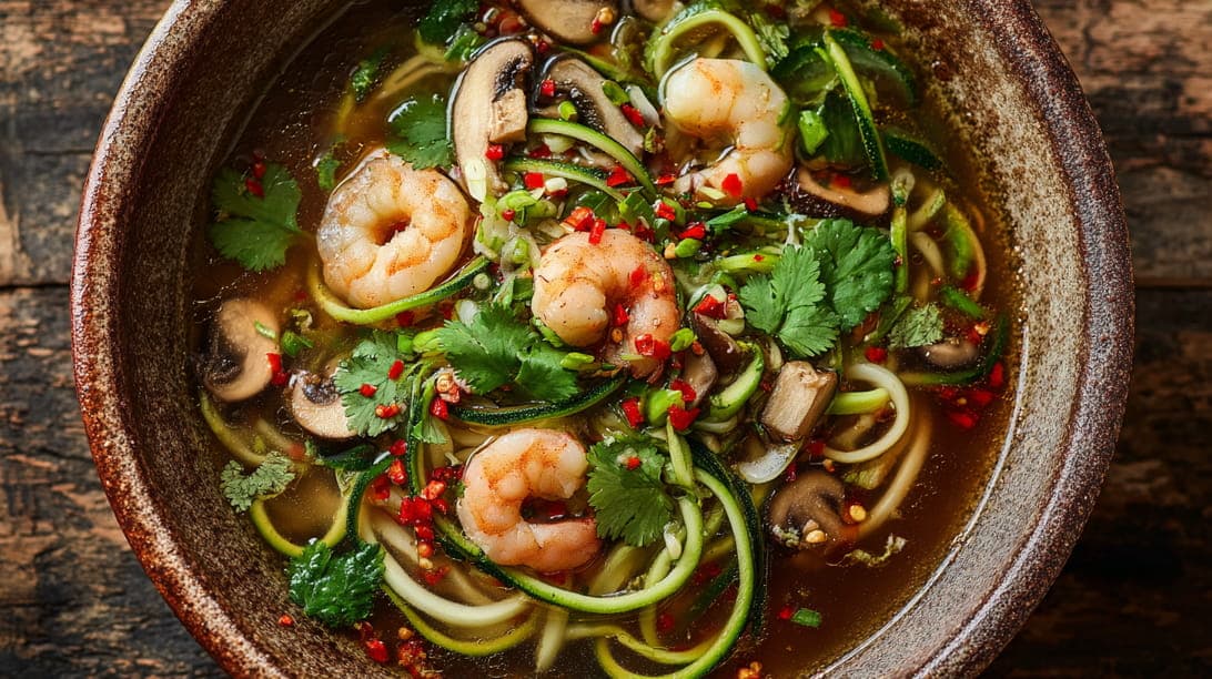 Zucchini-Pho mit Garnelen