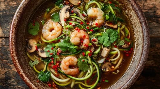Zucchini-Pho mit Garnelen