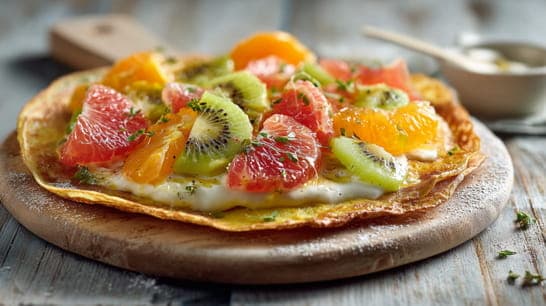 Pfannkuchen mit Fruchtsalat
