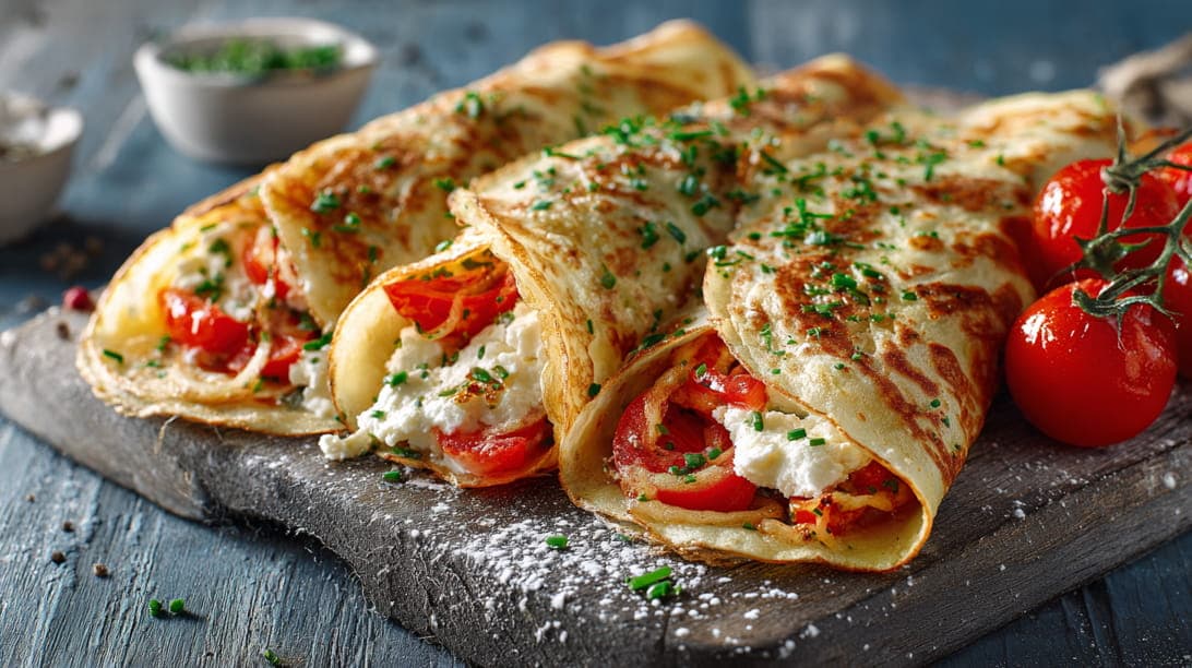 Pfannkuchen mit Feta-Füllung