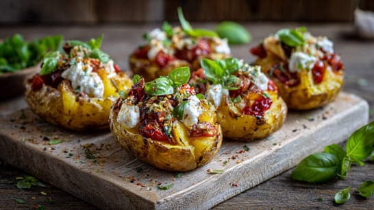 Folienkartoffeln mit Tomaten und Käse