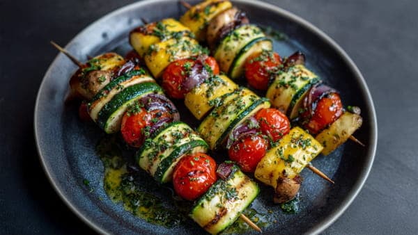 Grill-Spieße im Zucchini-Mantel
