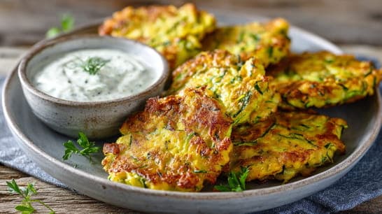 Gemüsepuffer mit Kräuterdip